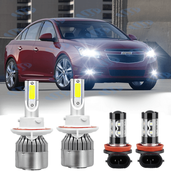 4 PCS LED Headlight Fog Light Bulbs Combo for or Chevy Cruze 2011 2012 2013 2014 2015