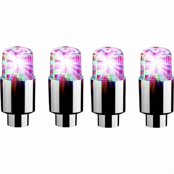 4 PCS LED Tire Valve Stem Cap Lights, 360 Degree Rotating Motion Activated Wheel Lights, Waterproof Flash Valve Lights for Cars, Trucks and SUVs