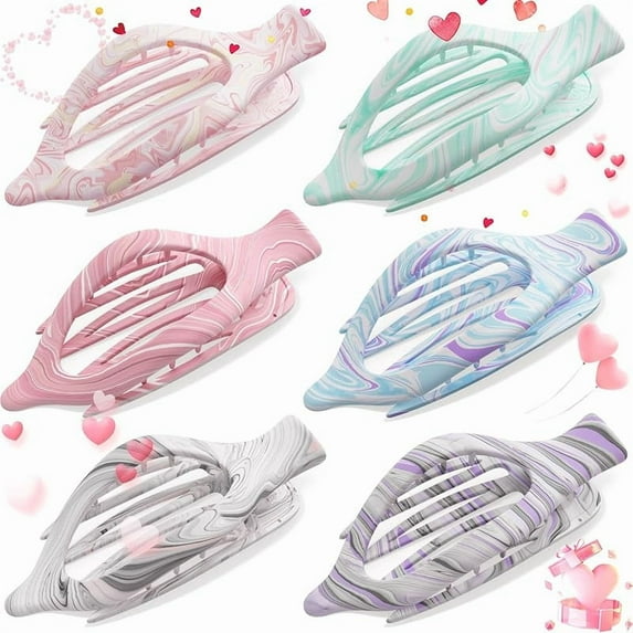 4 PCS Large Flat Hair Clips for Women Girls, French Concord Lay Down Hair Claw Clips for Thick Thin Hair, Comfortable Curved Flat Clips, Matte Non-slip Strong Hold Hair Barrettes, Neutral