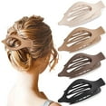 thumbnail image 1 of 4 PCS Large Flat Hair Clips for Women Girls, French Concord Lay Down Hair Claw Clips for Thick Thin Hair, Comfortable Curved Flat Clips, Matte Non-slip Strong Hold Hair Barrettes, Neutral, 1 of 10