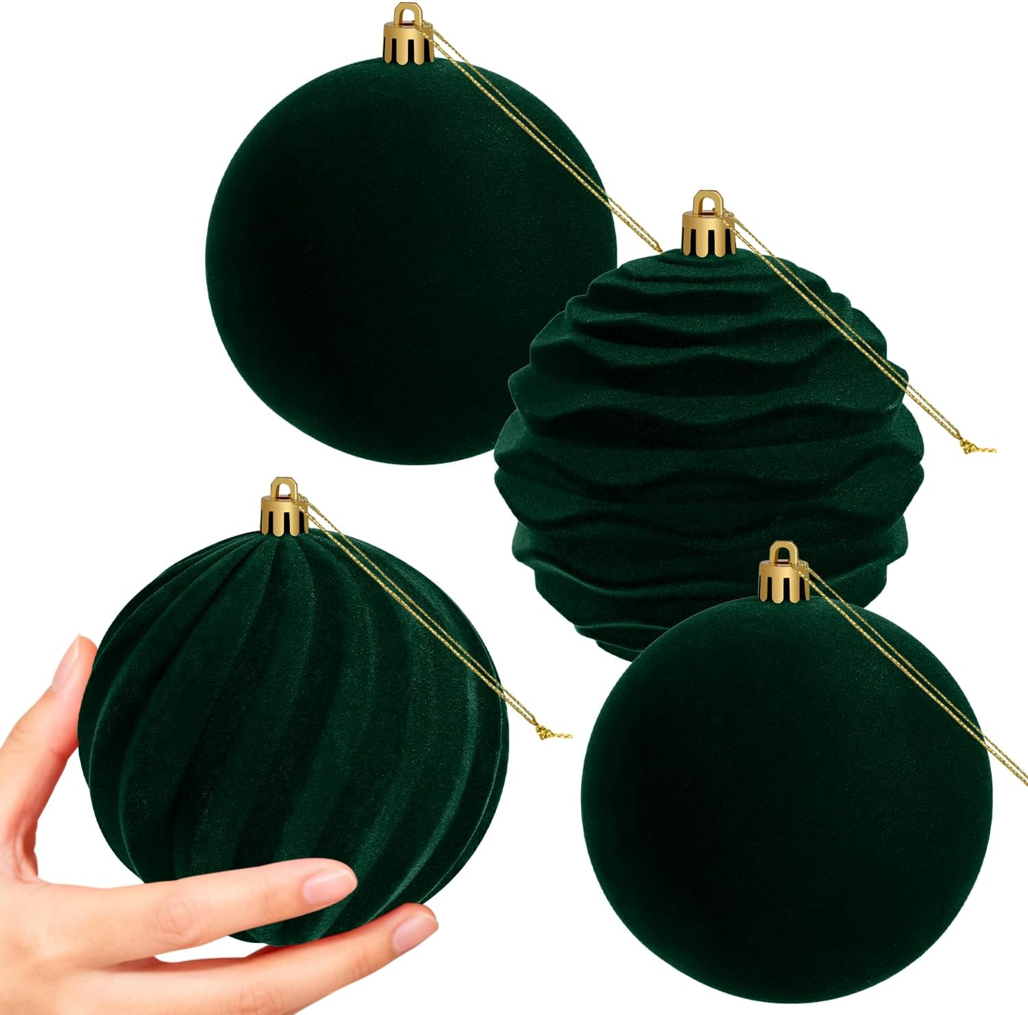 Liliful 12 Pcs Extra Large Velvet Christmas Balls - 6 Inch, Flocked Shatterproof Ornaments (Brown Mix)