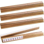 4 PCS  Mahjong Racks Set ,Wooden Mahjong , with Detachable Magnetic Pushers Magnetic Attachments  Trays/Holders for Mahjong & Dominoes