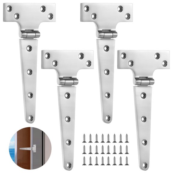 4 PCS Marine Grade Boat Hatch Hinge, 316 Stainless Steel T Hinges, 4'' x 2" Heavy Duty Casting Cabinet Hardware Door Hinge with Screws