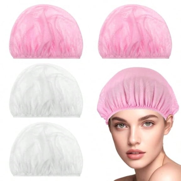 4 PCS Mesh Bonnet For Sleeping Mesh Bonnet For Curly Hair Nets For Sleeping Women Elastic Hairnet For Women White Pink