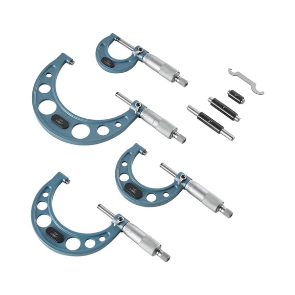 4 PCS Micrometer Set 0-1 1-2 2-3 3-4 Inch Ultra Precision 0.0001 Accuracy Machinist Outside Micrometer Professional Metalworking Engineering Tools with Protective Case