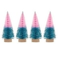 thumbnail image 1 of 4 PCS Mini Christmas Trees, Artificial Christmas Tree Bottle Brush Trees Christmas, Sisal Snow Trees with Wooden Base for Christmas Decor Christmas Party Home Table Craft pink blue, 1 of 9