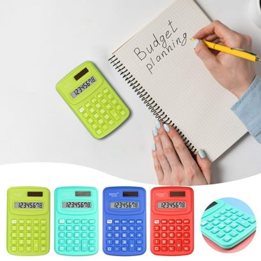 4 PCS Mini Pocket Calculator,Small Battery Powered Calculator,8 Digit Display Basic Calculator,Solar Battery Dual Power Desktop Calculators for Students Kids Home Office - Random Colors