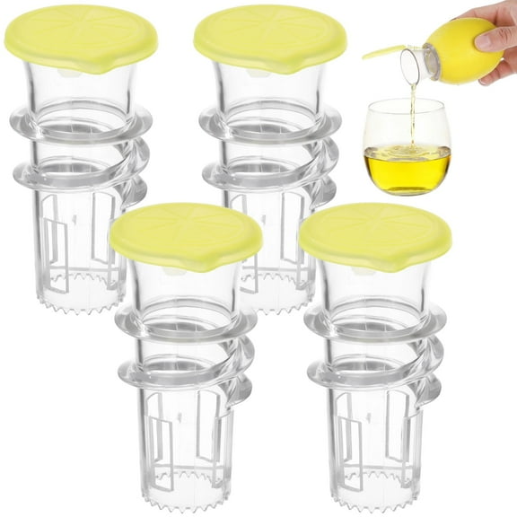 4 Pack Mini Lemon Squeezers with Lids - Manual Citrus Juice Extractor | Portable Limer Jicer for Drinks, Camping & Kitchen, Reusable Twist-On Juice Extractor for Lemons & Limes
