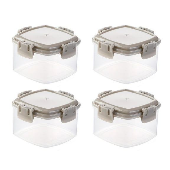 4 PCS Mini Sauce Seasoning Box, Spices Storage Container, Portable Transparent Squeeze Bottle (Square), Compact Design for Kitchen, Camping, & Travel, Easy to Use & Clean