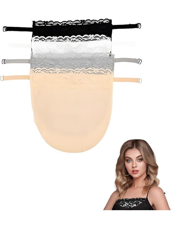 4 PCS Mixed Together Modesty Panels For Low Cut Tops,Mixed Color Cleavage Cover Up For Dresses,Suitable Tank Tops Low Cut Dresses Tops Blouses And More Ideal For Office Women (Random Style)