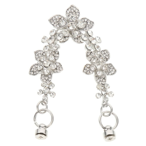 4 PCS Mobile Phone Case Chain Bling Cellphone Charm Rhinestone Strap Theft Telephone Silver