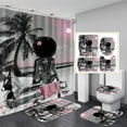 4 PCS Modern Black Girl Shower Curtain Sets with Rugs,African American