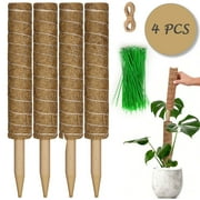 4 PCS Moss Pole Set, 16 Inch Moss Sticks to Support and Train Creepers and Climbing Plants
