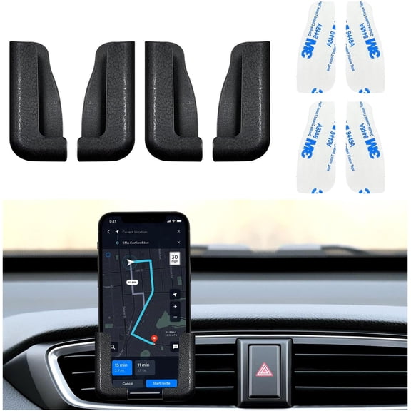 4 PCS Multifunctional Mobile Phone Bracket, Adjustable Width Car Dashboard Phone Holder, Self Adhesive Auto Cell Phone Mount, Universal Vehicle Phone Holder for All Phones (Black)