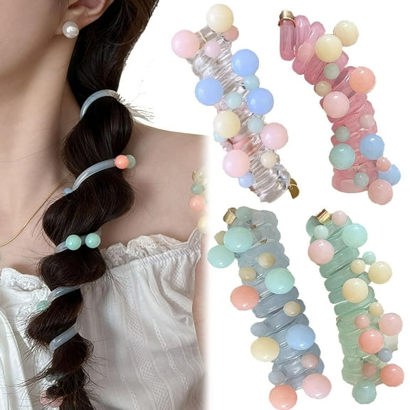 4 PCS No Damage Soft Elastic Spiral Hair Ties, Twisted Hair Wire Pony Hairwire, Phone Cord Hair Bands