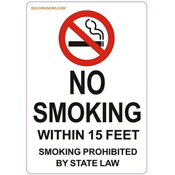 4 PCS -No Smoking Within 15 Feet Sticker (White, 3.5X5 INCH)(ref-2022-4)