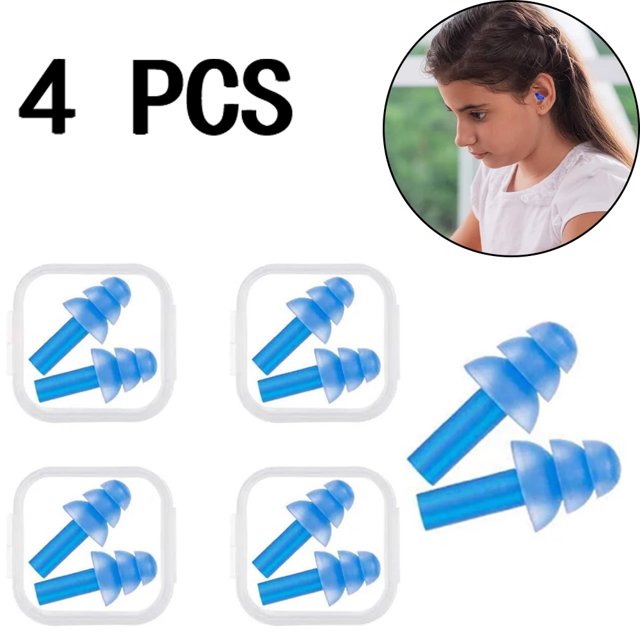 4 PCS Noise Cancelling Ear Plugs for Child Adult Reusable Earplugs for Boys and Girls Suitable