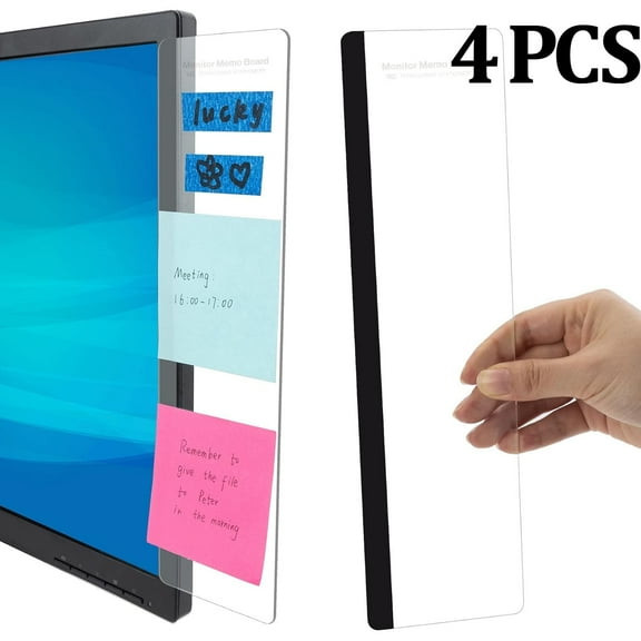 4 PCS Office Desk Accessories Computer Monitor Memo Board Message Board Supplies for Women Men Sticky Note Holder Home Desktop Decor
