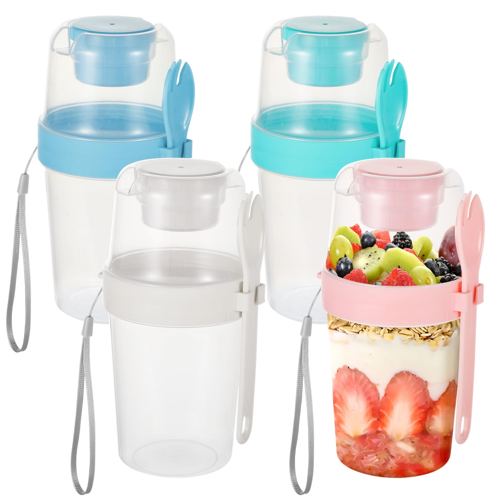Parfait Storage Containers 4 PCS Parfait Cups with Lids, Clear Plastic Yogurt Parfait Cup with ...