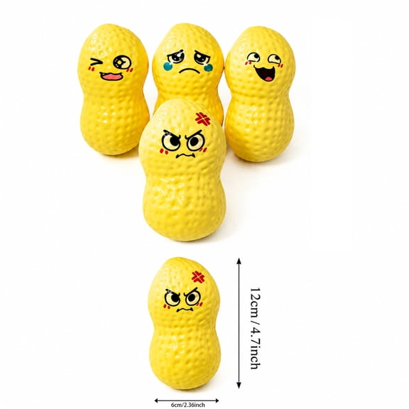4 PCS Peanut Stress Ball Crunchy & Crispy Sensory Squeeze Ball with Buttery-Soft Feel ASMR Fidget Tool for Adults Anxiety Relief