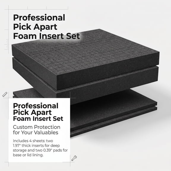 4 PCS Pick Apart Foam Insert - Pluck Pre Square Sheet Foam with Bottom for Case Storage - 12.01x12.01x1.97 in & 12.01x12.01x0.39 in