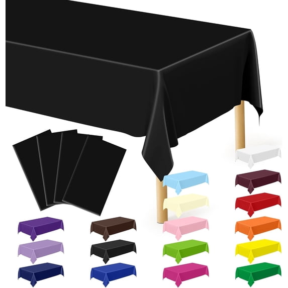 4 PCS Picnic Table Cover with Bench Covers, Black Plastic Tablecloths ...