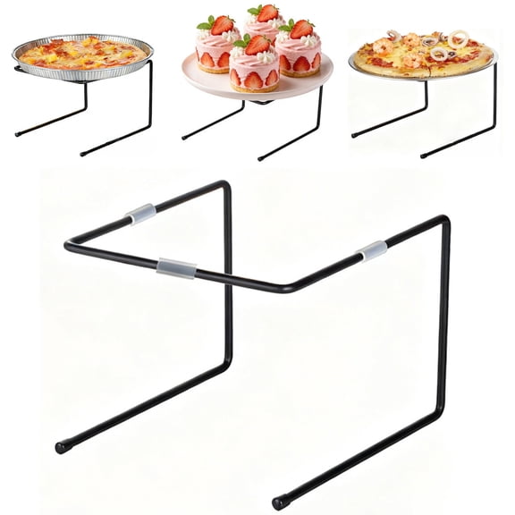 4 PCS Pizza Stand Holder with Non-Slip Pads, Black Metal Pizza Pan Display Stands, Food Platter Riser Serving Tray for Party Wedding