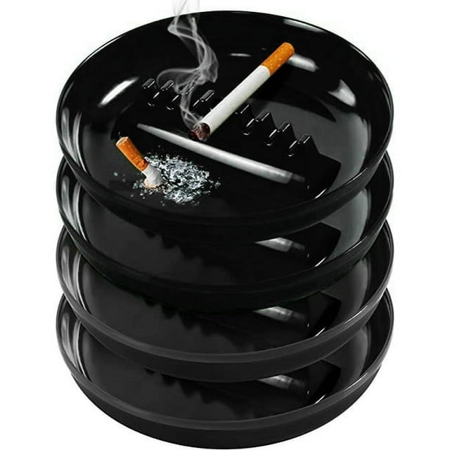 4 PCS Plastic Ashtrays for Cigarettes Cigar, Ash Tray Round Plastic