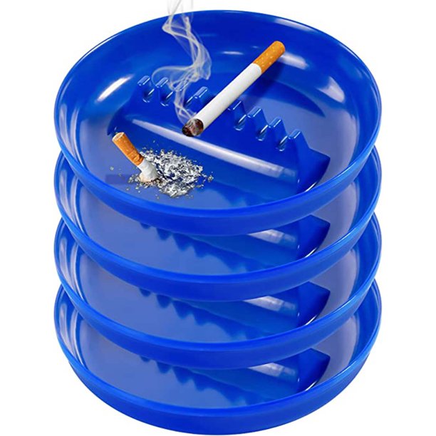 4 PCS Plastic Ashtrays for Cigarettes Cigar, Ash Tray Round Plastic