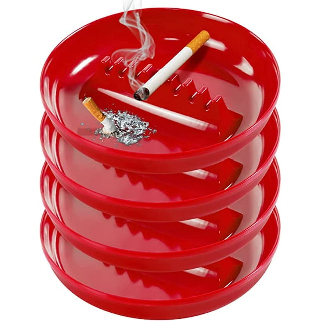 4 PCS Plastic Ashtrays for Cigarettes Cigar, Ash Tray Round Plastic