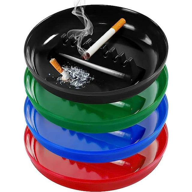 4 PCS Plastic Ashtrays for Cigarettes Cigar, Ash Tray Round Plastic