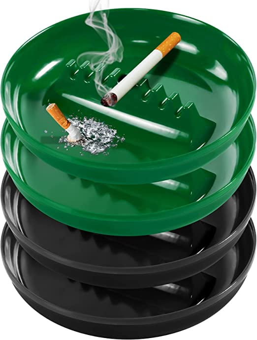 4 PCS Plastic Ashtrays for Cigarettes Cigar, Ash Tray Round Plastic