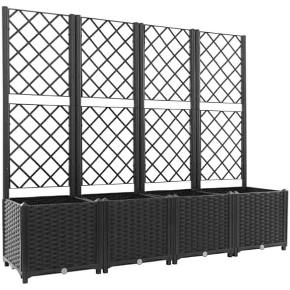 4 PCS Plastic Plant Box with Trellis, Bearing Capacity 33.07 Lbs Garden Trellis Metal Planter Box with Trellis for Balconies and Backyards 62.99 x 15.75 x 55.91 Inch Dark Black$$Garden &