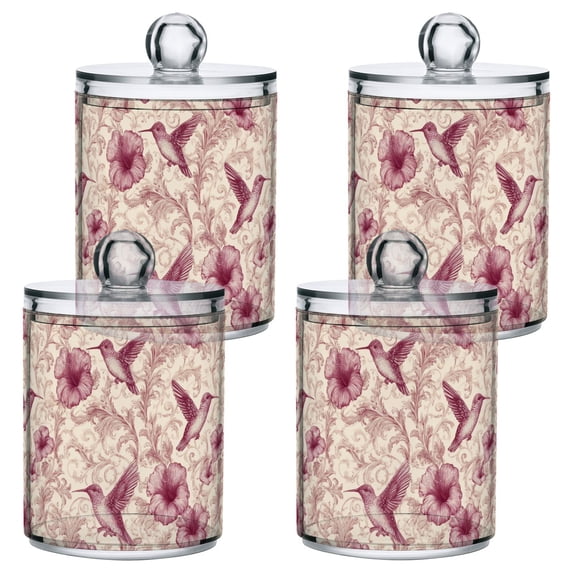4 PCS Plastic Storage Canister Clear with Lids Airtight Cotton Swabs ...