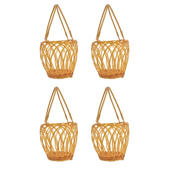 TAILTOSS 4Pcs Imitation Rattan Wine Basket with Handle Retro Style Portable Storage Holder