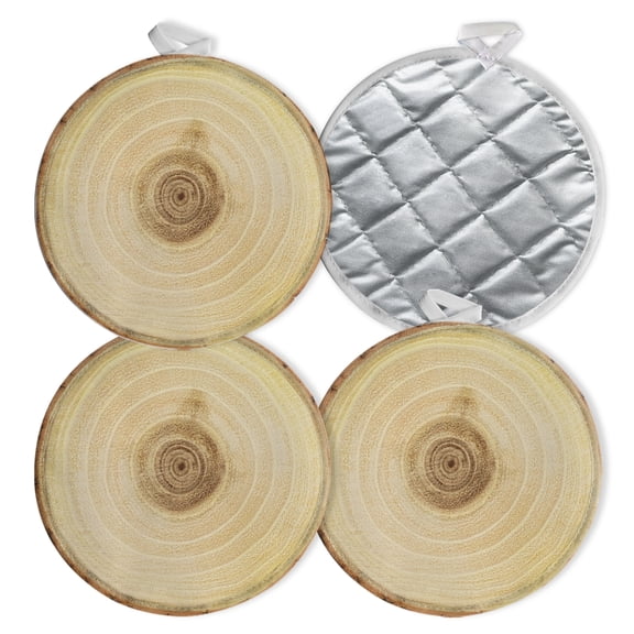 4 PCS Pot Holders for Kitchen,Potholders Sets with Hook for Oven,Cooking,Baking,Arafed Wood Slice With Cross Section Of Tree Trunk