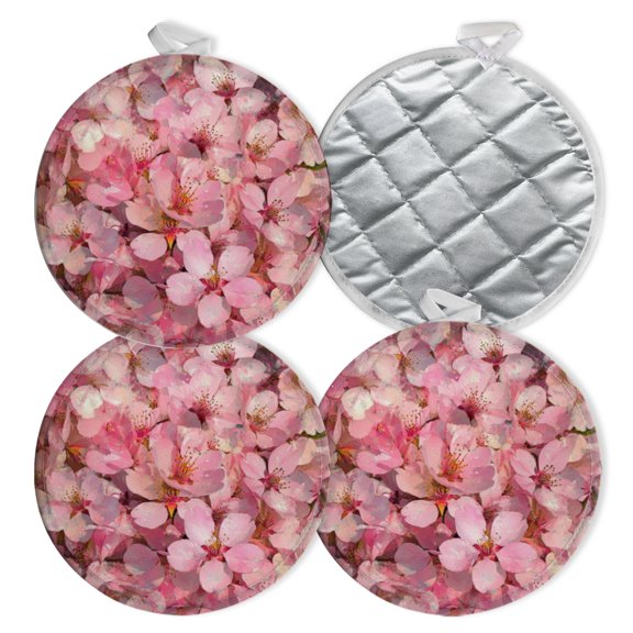 4 PCS Pot Holders for Kitchen,Potholders Sets with Hook for Oven,Cooking,Baking,Beauty Of Pink Sakura In Abundance