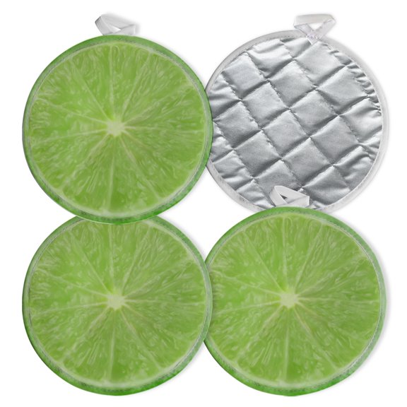 4 PCS Pot Holders for Kitchen,Potholders Sets with Hook for Oven,Cooking,Baking,Bright Green Sliced Lime