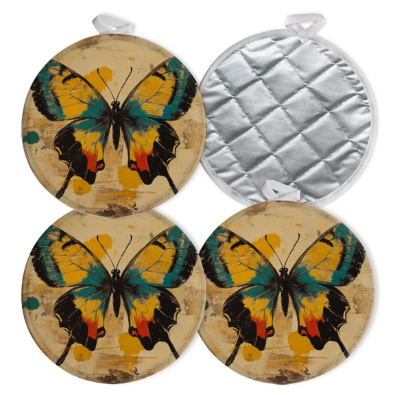 4 PCS Pot Holders for Kitchen,Potholders Sets with Hook for Oven,Cooking,Baking,Butterfly In The Style Of Greg Simkins
