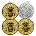thumbnail image 1 of 4 PCS Pot Holders for Kitchen,Potholders Sets with Hook for Oven,Cooking,Baking,Circular Stained Glass With Bumblebee, 1 of 7