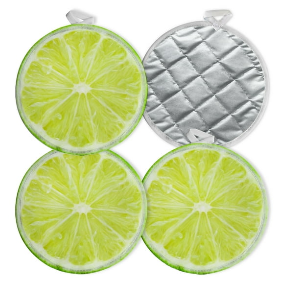 4 PCS Pot Holders for Kitchen,Potholders Sets with Hook for Oven,Cooking,Baking,Cross Section Of Lemon