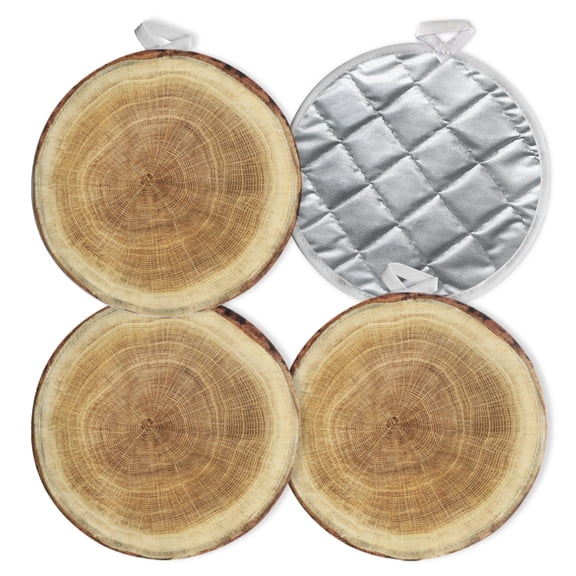 4 PCS Pot Holders for Kitchen,Potholders Sets with Hook for Oven,Cooking,Baking,Cross-Section Of Tree Trunk Revealing Growth Rings