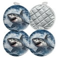 thumbnail image 1 of 4 PCS Pot Holders for Kitchen,Potholders Sets with Hook for Oven,Cooking,Baking,Detailed Sticker Design Of Aggressive Shark, 1 of 7