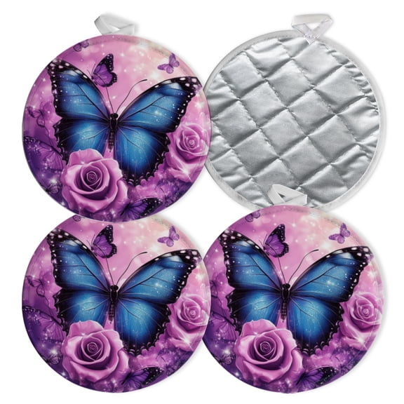 4 PCS Pot Holders for Kitchen,Potholders Sets with Hook for Oven,Cooking,Baking,Diamond Painting With Round Design