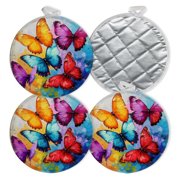 4 PCS Pot Holders for Kitchen,Potholders Sets with Hook for Oven,Cooking,Baking,Dynamic Butterfly Array