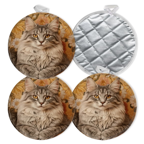 4 PCS Pot Holders for Kitchen,Potholders Sets with Hook for Oven,Cooking,Baking,Embossed Textured Relief