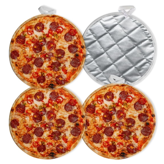 4 PCS Pot Holders for Kitchen,Potholders Sets with Hook for Oven,Cooking,Baking,Good Pepperoni Pizza