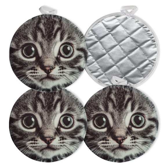 4 PCS Pot Holders for Kitchen,Potholders Sets with Hook for Oven,Cooking,Baking,Kitten With Enormous Eyes
