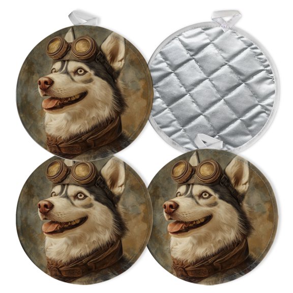 4 PCS Pot Holders for Kitchen,Potholders Sets with Hook for Oven,Cooking,Baking,Steampunk Canine With Attitude