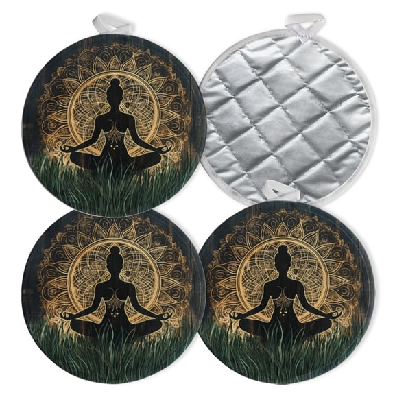 4 PCS Pot Holders for Kitchen,Potholders Sets with Hook for Oven,Cooking,Baking,Wooden Board